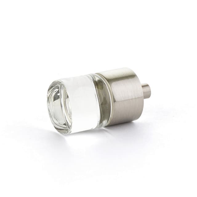 7/8" City Lights Cylinder Glass Cabinet Knob, Satin Nickel