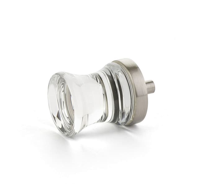 1-1/8" City Lights Concave Glass Cabinet Knob, Satin Nickel