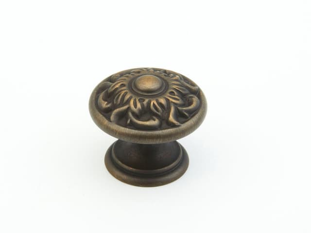 1-3/8" Corinthian Round Cabinet Knob, Redington Brass