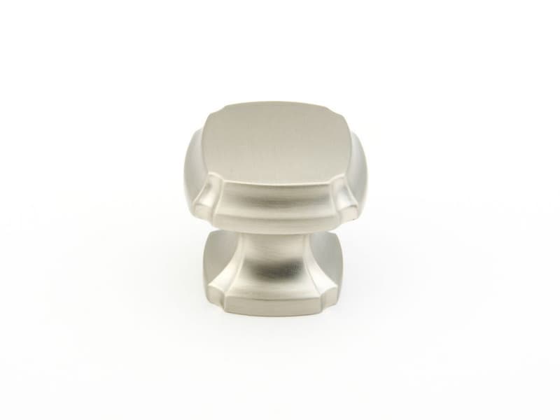 1-3/8" Empire Square Cabinet Knob, Satin Nickel