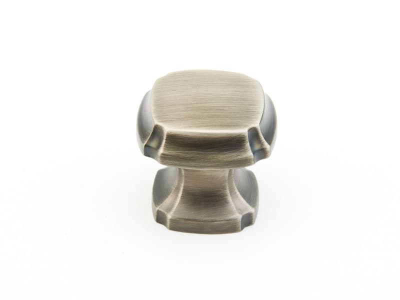 1-3/8" Empire Square Cabinet Knob, Antique Nickel