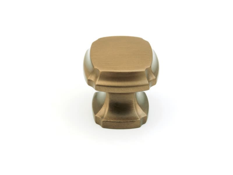 1-3/8" Empire Square Cabinet Knob, Brushed Bronze