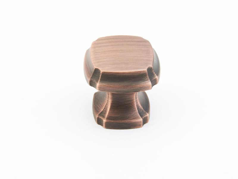 1-3/8" Empire Square Cabinet Knob, Empire Bronze
