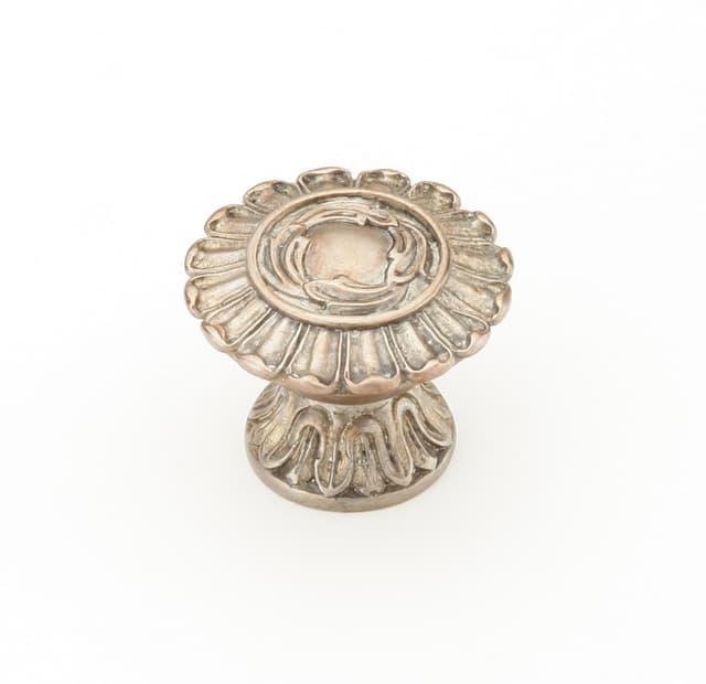 1-1/4" French Court Round Cabinet Knob, Monticello Silver