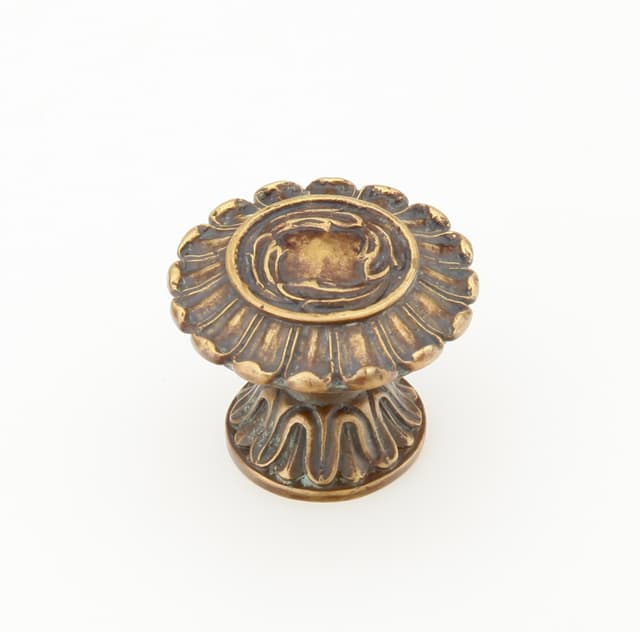 1-1/2" French Court Round Cabinet Knob, Monticello Brass