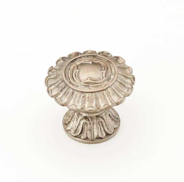 1-1/2" French Court Round Cabinet Knob, Monticello Silver