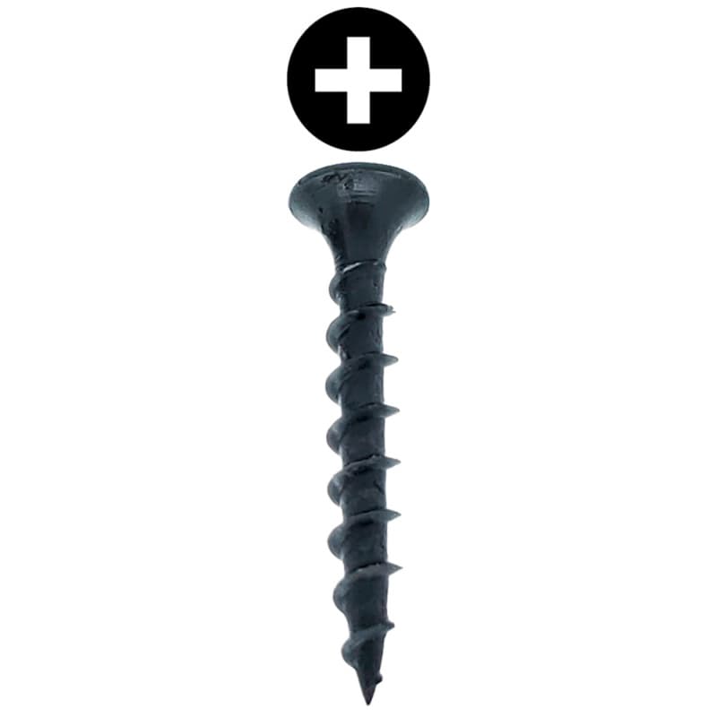#6 x 1-1/4" Bugle Head Drywall Screw, Phillips Drive Coarse Thread and Sharp Point, Black, Box of 1425 by Wurth