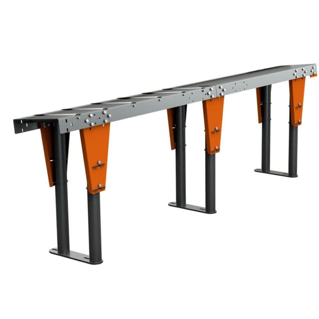 Material Handling Table, Steel Rollers with Tilted Brackets, Tiger Stop
