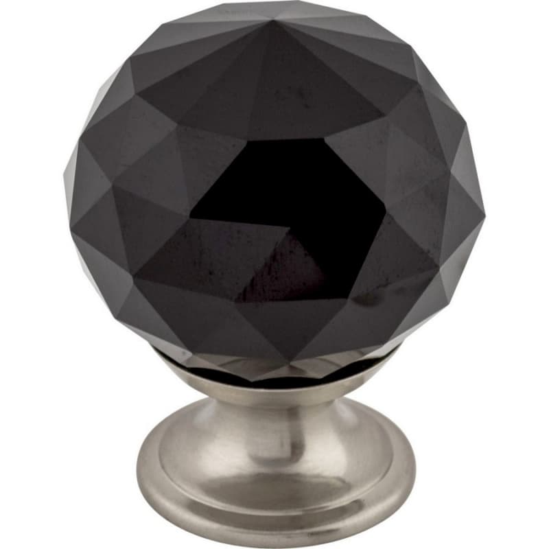 1-3/8" Black Crystal Knob, Brushed Satin Nickel