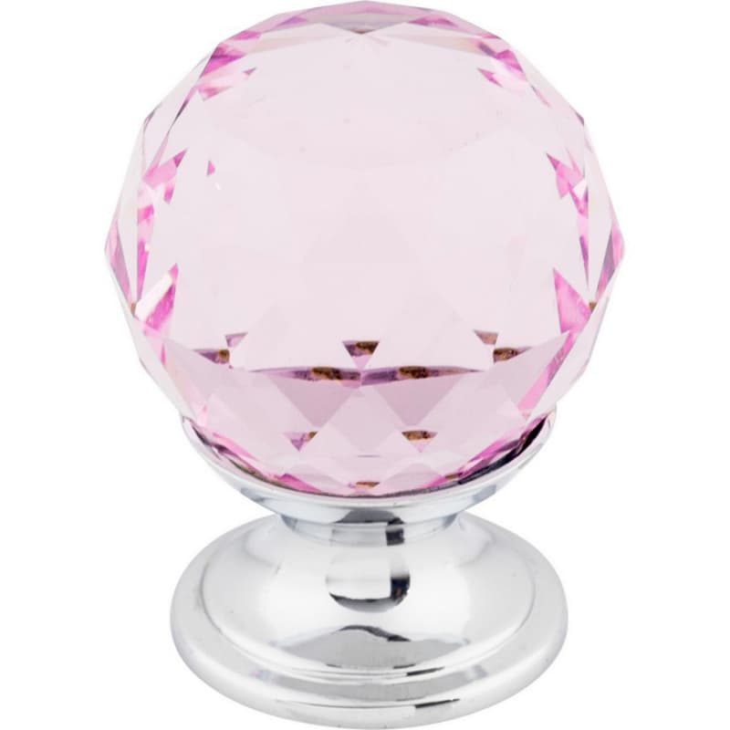 1-1/8" Pink Crystal Knob, Polished Chrome