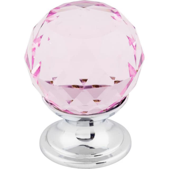 1-1/8" Pink Crystal Knob, Polished Chrome