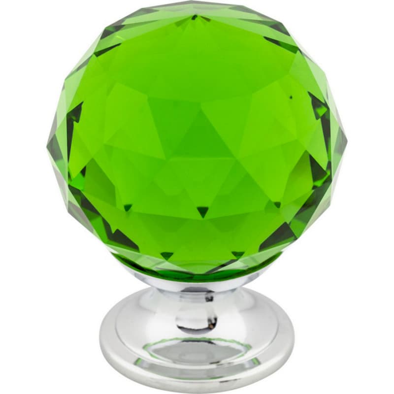 1-3/8" Green Crystal Knob, Polished Chrome