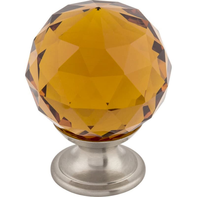 1-3/8" Wine Crystal Knob, Brushed Satin Nickel