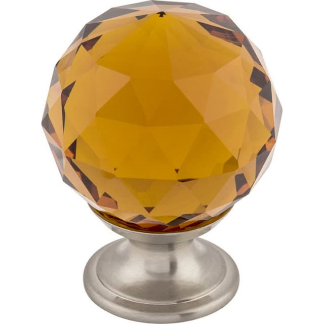 1-3/8" Wine Crystal Knob, Brushed Satin Nickel