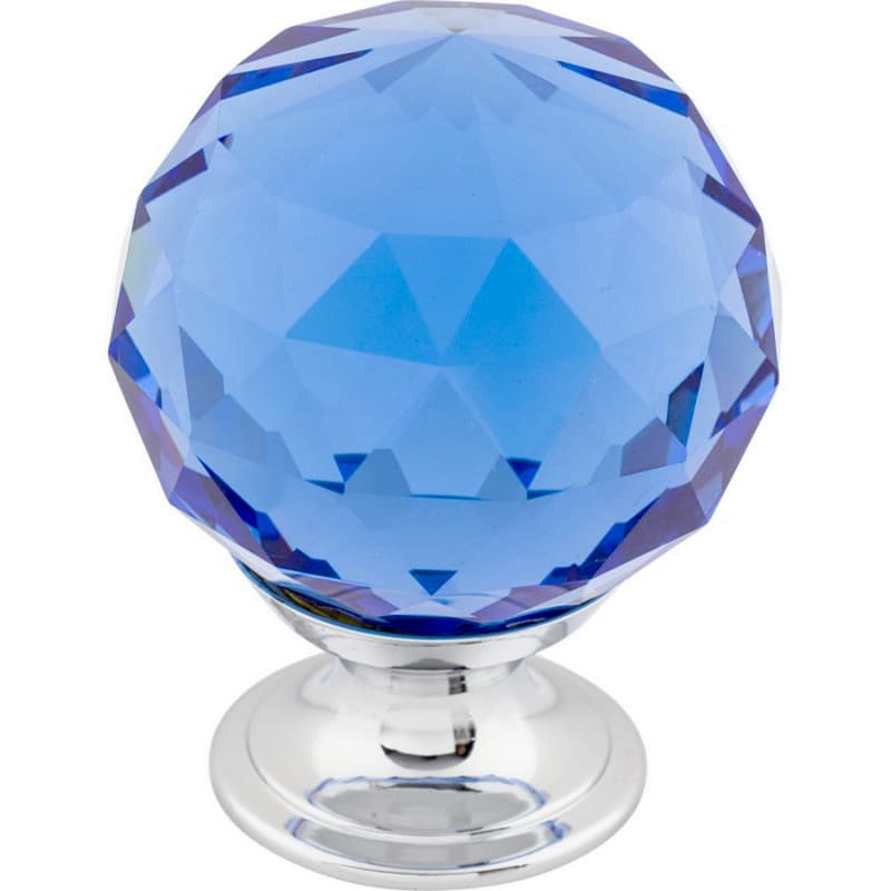 1-3/8" Blue Crystal Knob, Polished Chrome