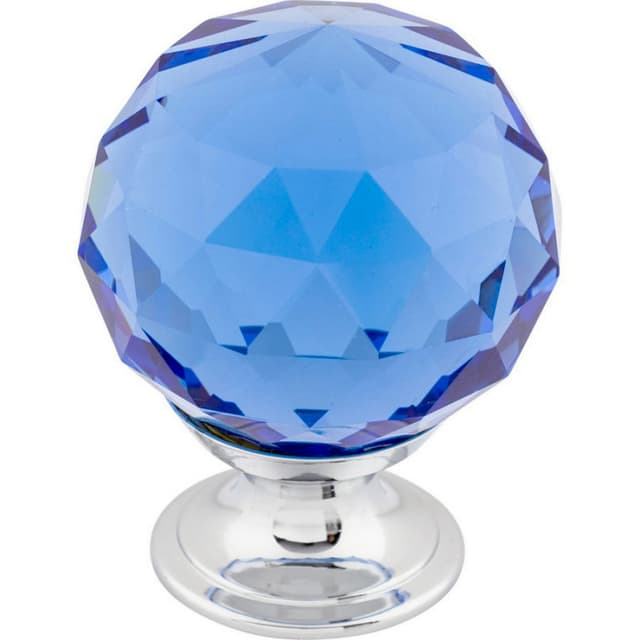 1-3/8" Blue Crystal Knob, Polished Chrome