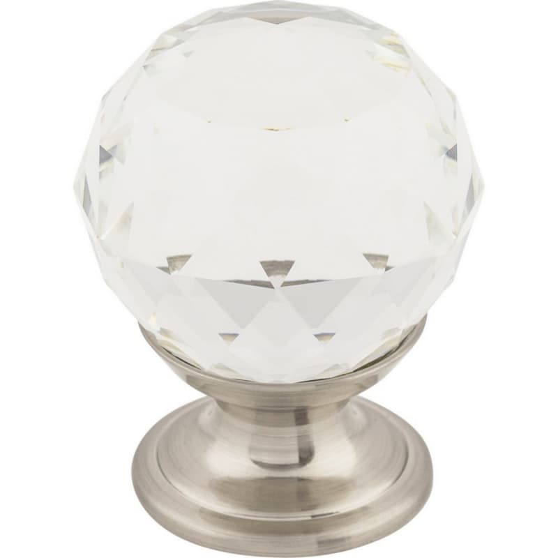 1-1/8" Clear Crystal Knob, Brushed Satin Nickel