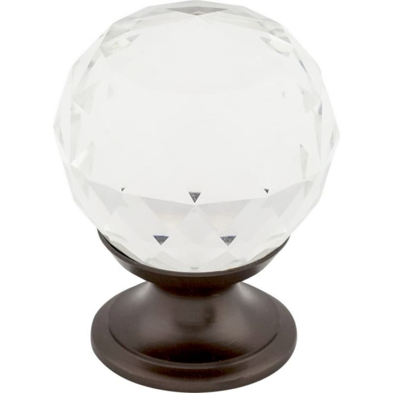 1-1/8" Clear Crystal Knob, Oil Rubbed Bronze