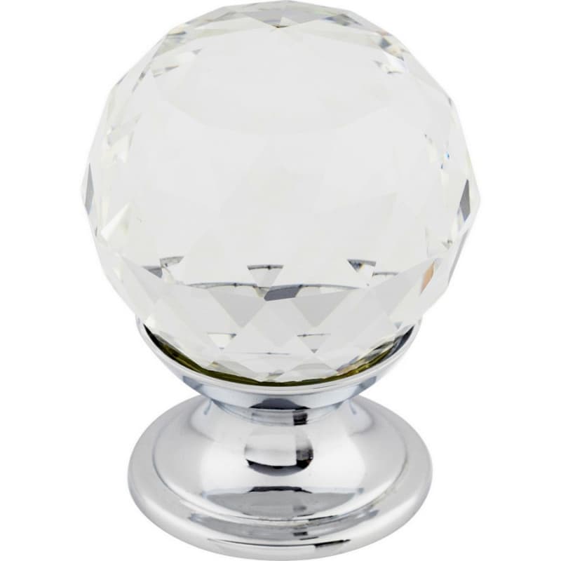 1-1/8" Clear Crystal Knob, Polished Chrome