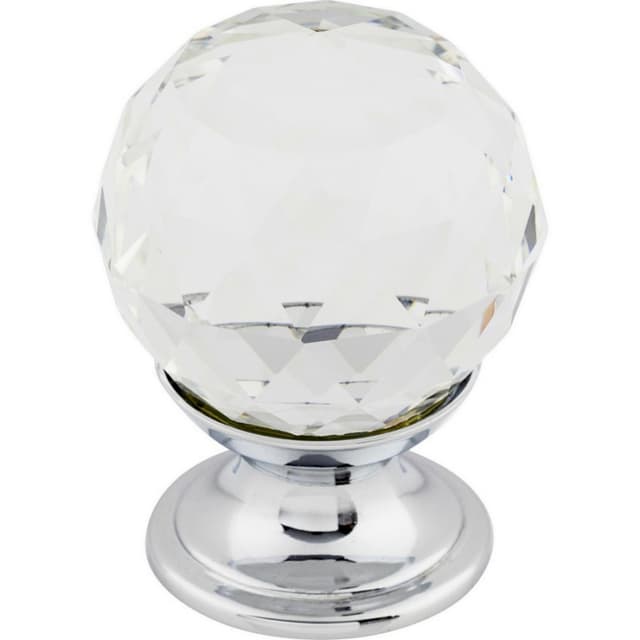 1-1/8" Clear Crystal Knob, Polished Chrome