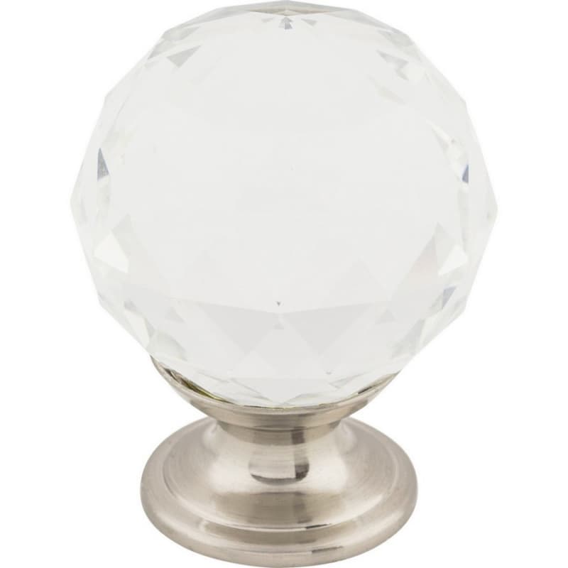 1-3/8" Clear Crystal Knob, Brushed Satin Nickel