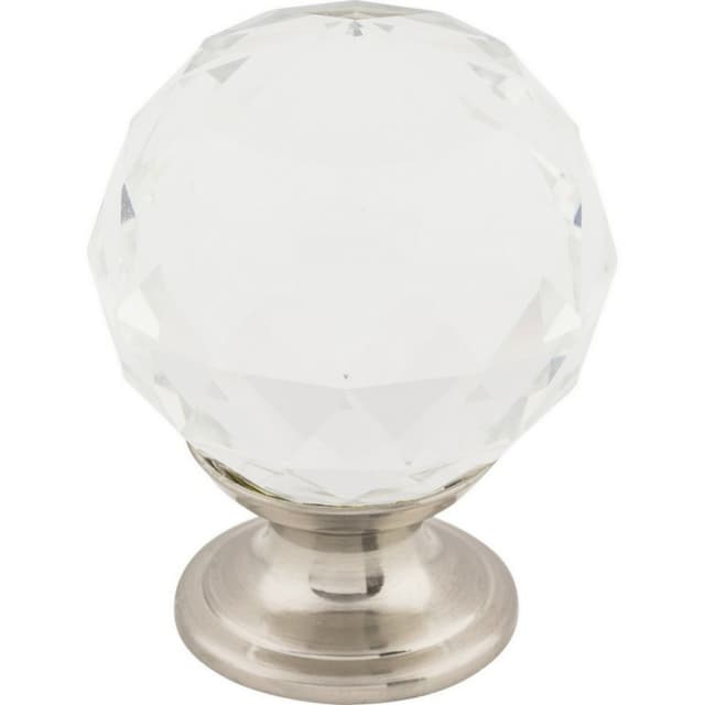 1-3/8" Clear Crystal Knob, Brushed Satin Nickel
