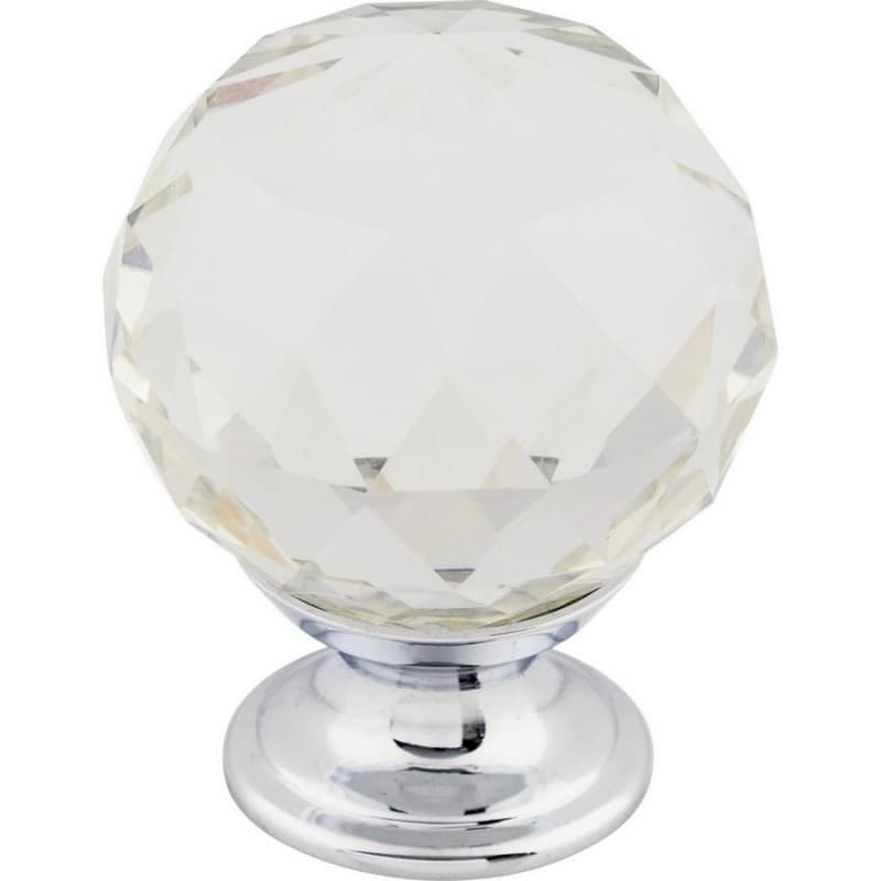 1-3/8" Clear Crystal Knob, Polished Chrome