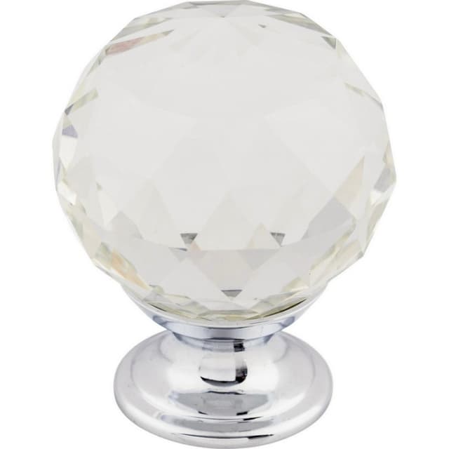 1-3/8" Clear Crystal Knob, Polished Chrome
