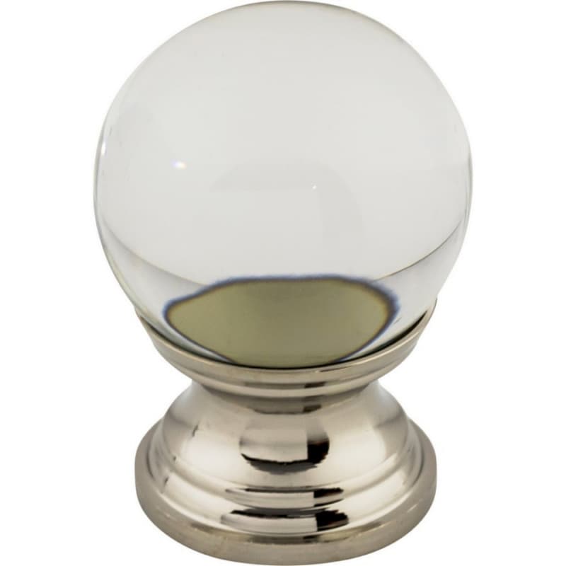 1" Serene Clarity Clear Glass Knob, Polished Nickel