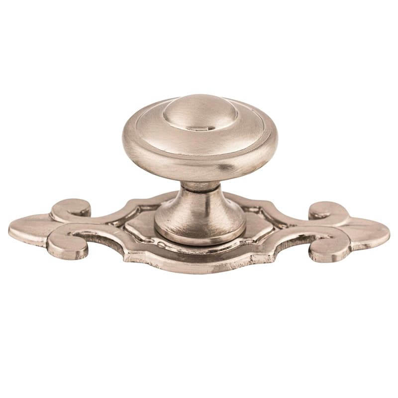 1-1/4" Britannia Canterbury Knob with Backplate, Brushed Satin Nickel