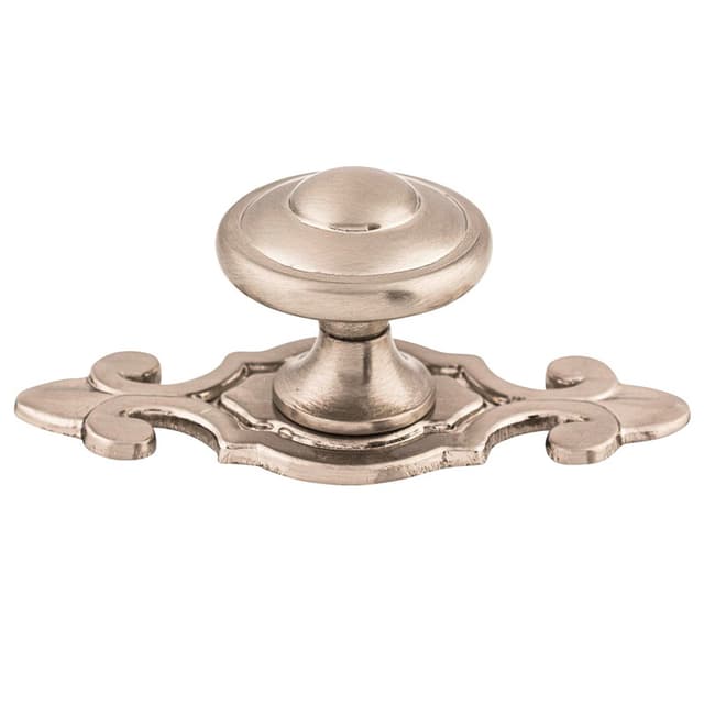 1-1/4" Britannia Canterbury Knob with Backplate, Brushed Satin Nickel