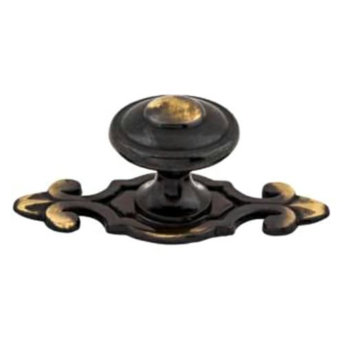 1-1/4" Britannia Canterbury Knob with Backplate, Dark Antique Brass