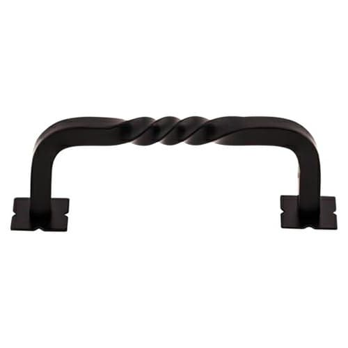 3-3/4" Normandy Twist Pull with Backplate, Patina Black