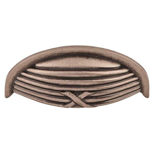 3" Edwardian Ribbon/Reed Cup Pull, Pewter Antique