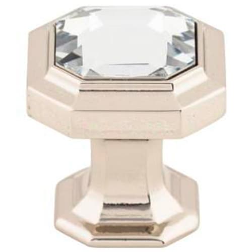 1-1/8" Chareau Crystal Emerald Knob, Polished Nickel