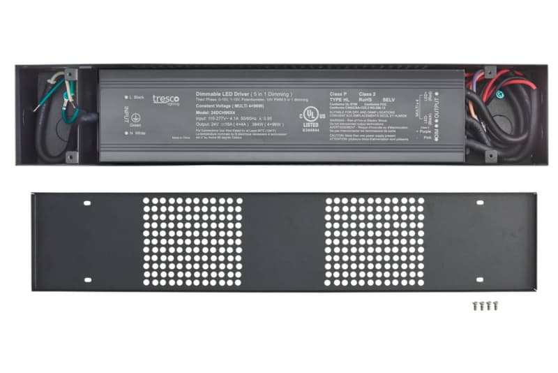 24VDC 384W Dimmable Power Supply, 17-27/32", Black