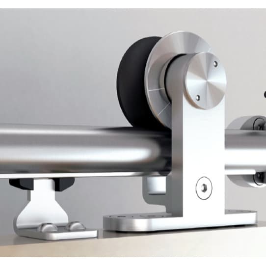 6.5' Round Rail Barn Door Hardware Kit with Soft-Close, Top Mount, Stainless Steel Finish