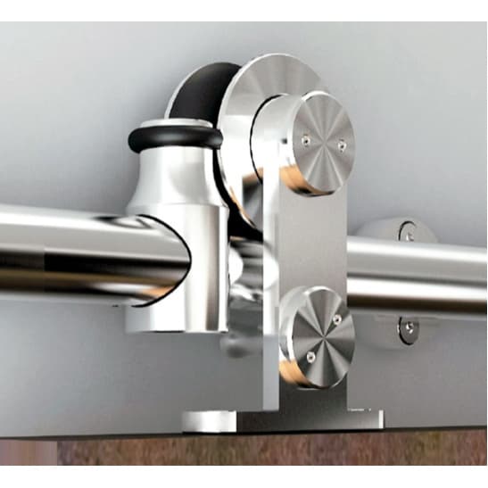 6.5' Round Rail Barn Door Hardware Kit, Top Mount, Stainless Steel Finish