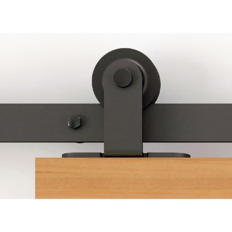 6.5' Flat Rail Barn Door Hardware Kit, Top Mount, Matte Black Finish