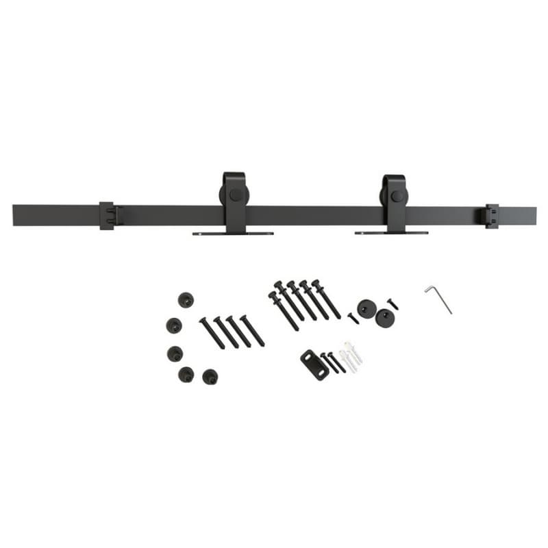 70" Mini-Barn Door Flat Rail Kit, Top Mount, Matte Black Finish