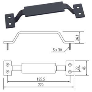 195.5mm Rectangle Handle Pull, Matte Black