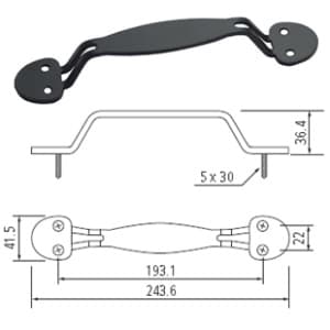 193.1mm Rounded Handle Pull, Matte Black