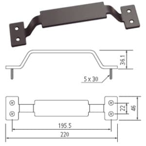 195.5mm Rectangle Handle Pull, Oil Rubbed Bronze