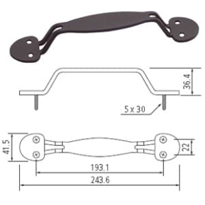 193.1mm Rounded Handle Pull, Oil Rubbed Bronze