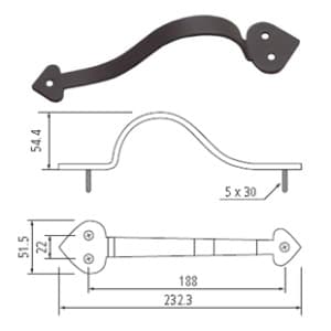 188mm Spade Handle Pull, Oil Rubbed Bronze