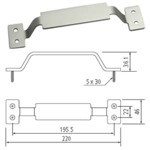 195.5mm Rectangle Handle Pull, Satin Nickel
