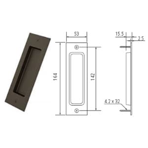 142mm Flush Handle Pull, Oil Rubbed Bronze