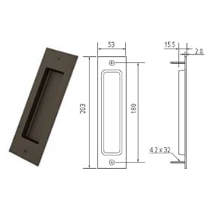 180mm Flush Handle Pull, Oil Rubbed Bronze