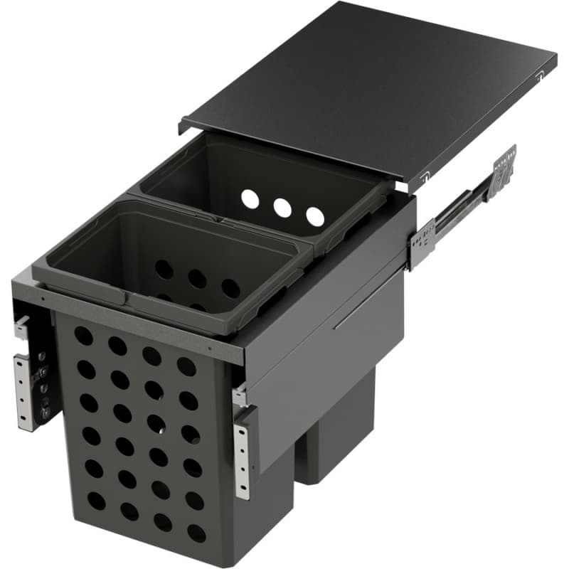 WASH Space XX Double 35QT Full Height Hamper System for 16-1/2" Cabinet Opening, Carbon Steel Gray