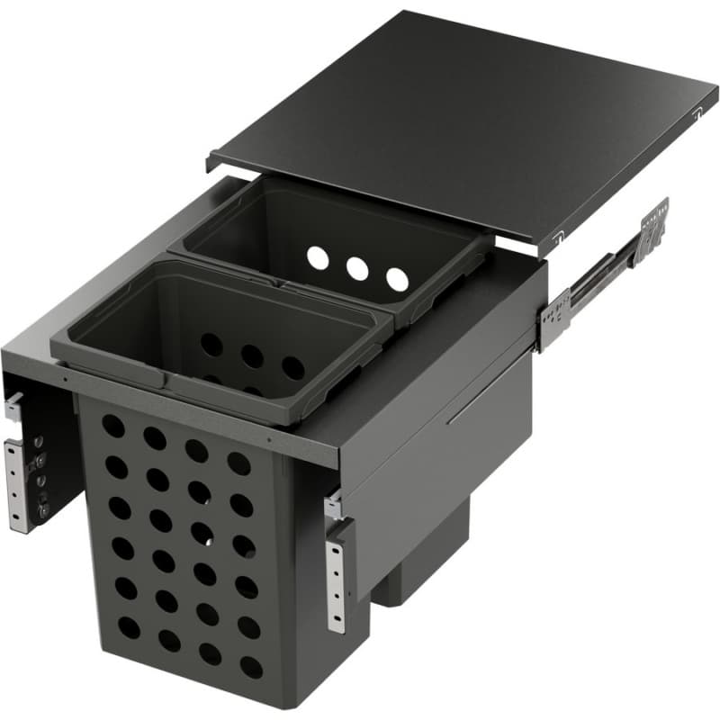 WASH Space XX Double 35QT Full Height Hamper System for 19-1/2" Cabinet Opening, Carbon Steel Gray